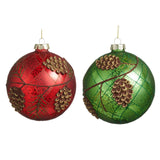 RAZ Yuletide Traditions Mercury Glass Pinecone Ball Hanging Ornament- 12.7cm/5" - 2/ASSTD - Pure Apotheca
