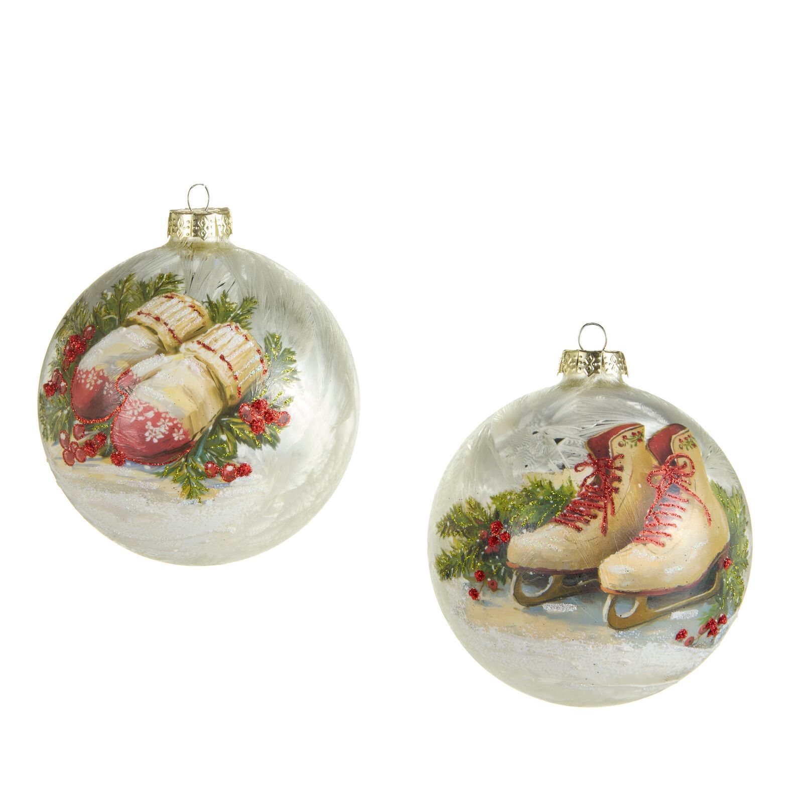 RAZ Yuletide Traditions Vintage Holiday Ball Hanging Ornament 12.7cm/5" 2/ASSTD - Pure Apotheca