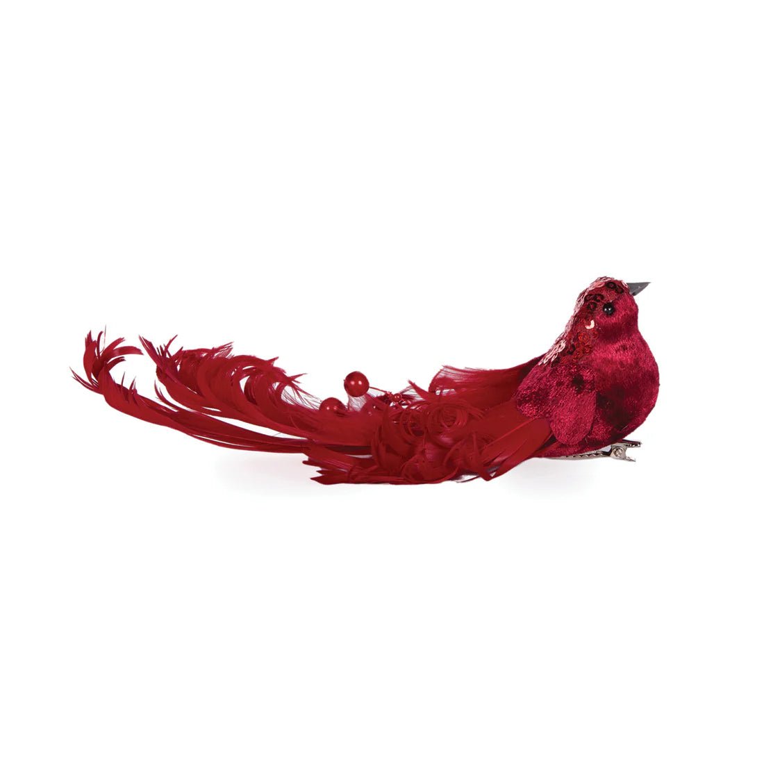 RED ADORNED BIRD CLIP ON - Pure Apotheca