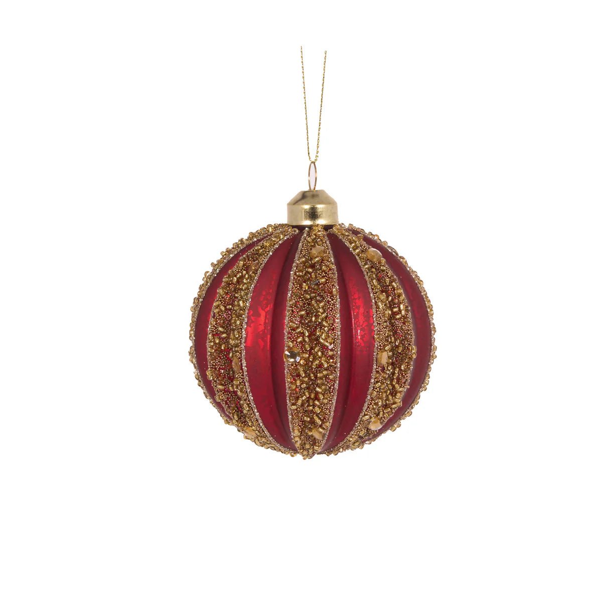 RED AND GOLD BEADED RIB BAUBLE - Pure Apotheca