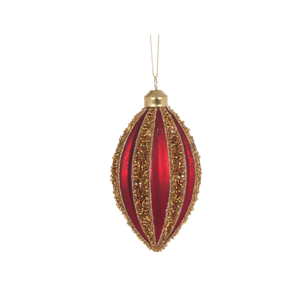 RED AND GOLD BEADED RIB DROP BAUBLE - Pure Apotheca