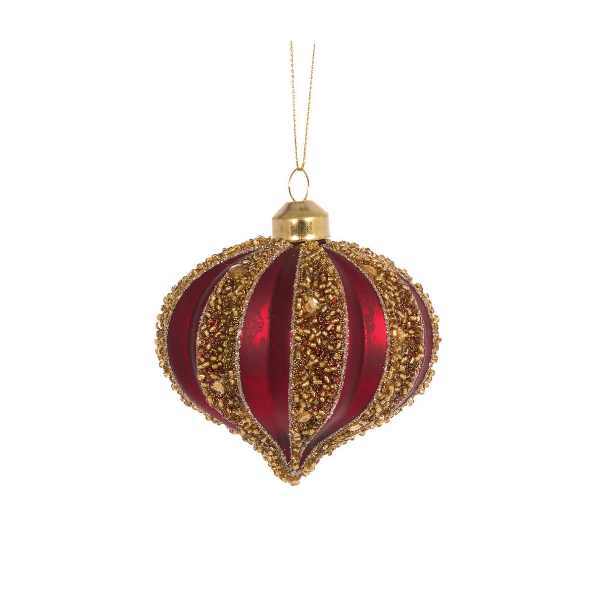 RED AND GOLD BEADED RIB ONION BAUBLE - Pure Apotheca