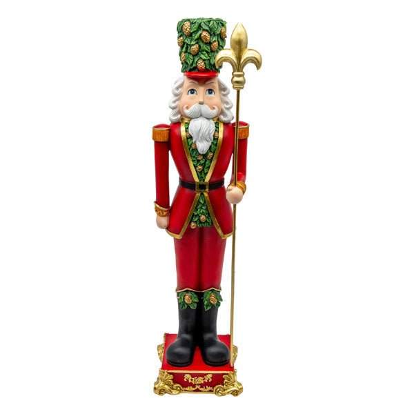 RED CHRISTMAS NUTCRACKER SOLDIER WITH GOLD STAFF - Pure Apotheca