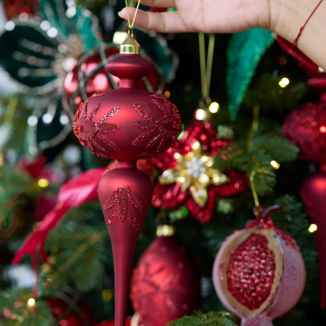 RED EMBELLISHED BEAD FINIAL - Pure Apotheca