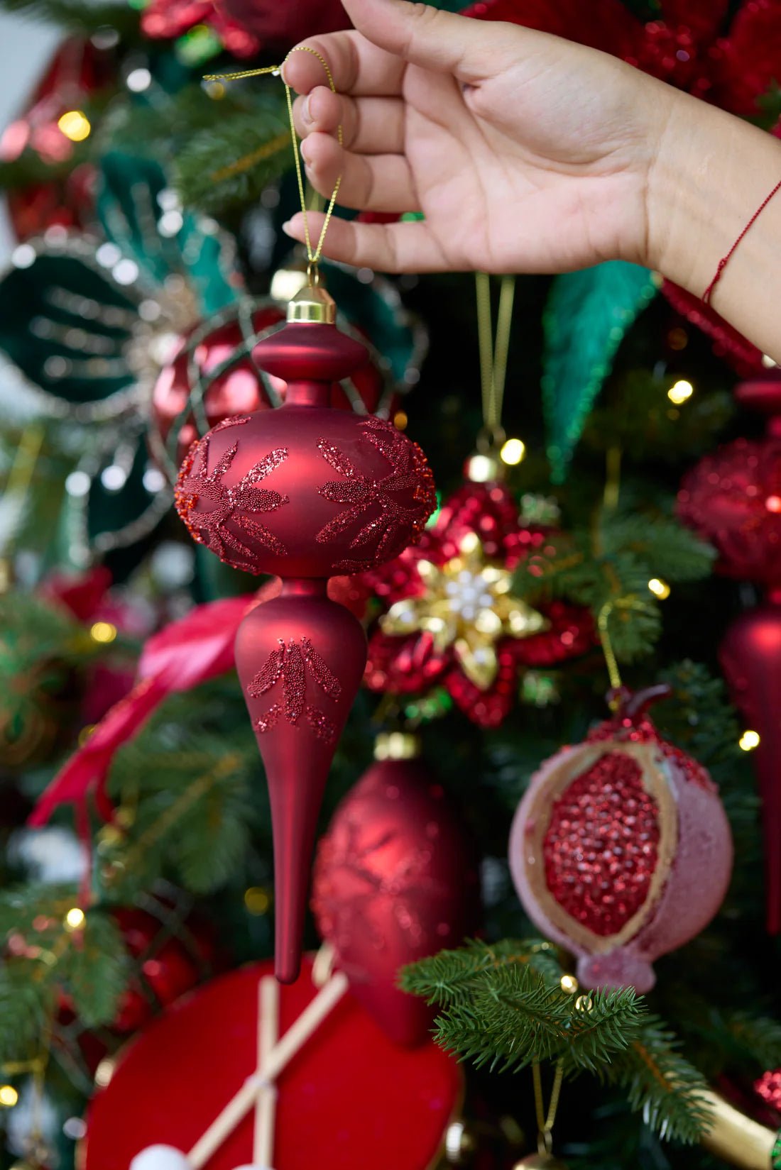 RED EMBELLISHED BEAD FINIAL - Pure Apotheca