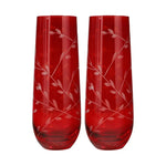 Red Floral Stemless Flute Set/2 - Pure Apotheca