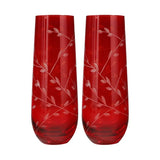 Red Floral Stemless Flute Set/2 - Pure Apotheca