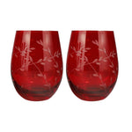 Red Floral Stemless Glass Set/2 - Pure Apotheca