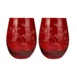 Red Floral Stemless Glass Set/2 - Pure Apotheca