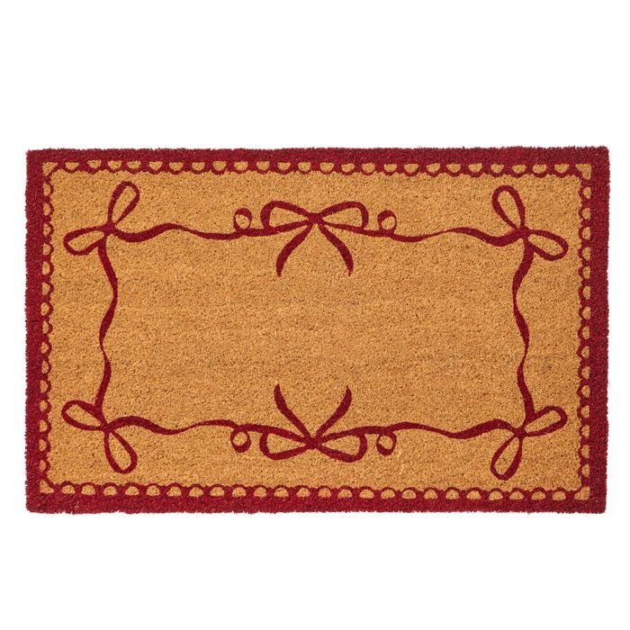 Red Ribbon Bows Doormat PVC Back Coir 40x60cm - Pure Apotheca