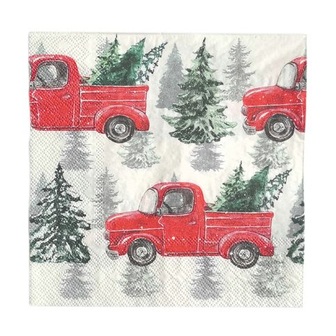 Red Truck with Christmas Trees Napkin 20pk - Pure Apotheca