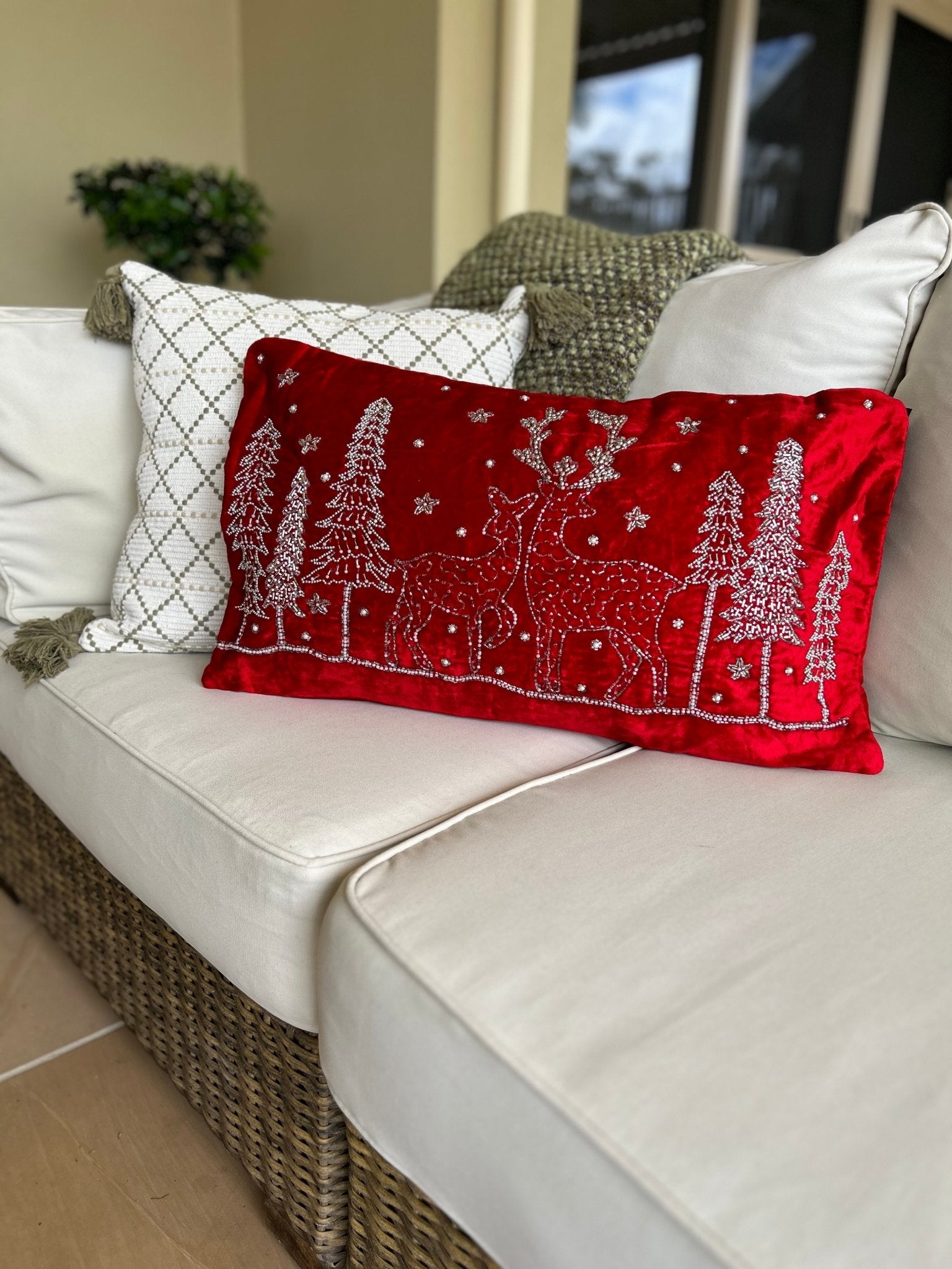 Red Velvet Dancer Deer Cushion 40x60cm - Pure Apotheca