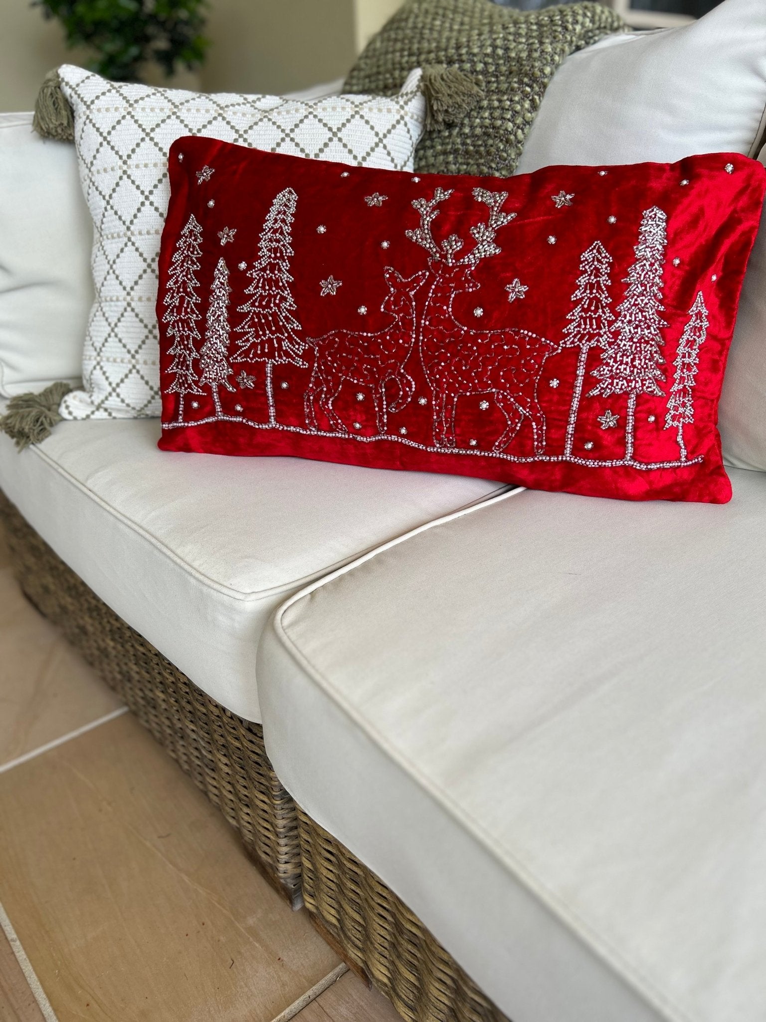 Red Velvet Dancer Deer Cushion 40x60cm - Pure Apotheca