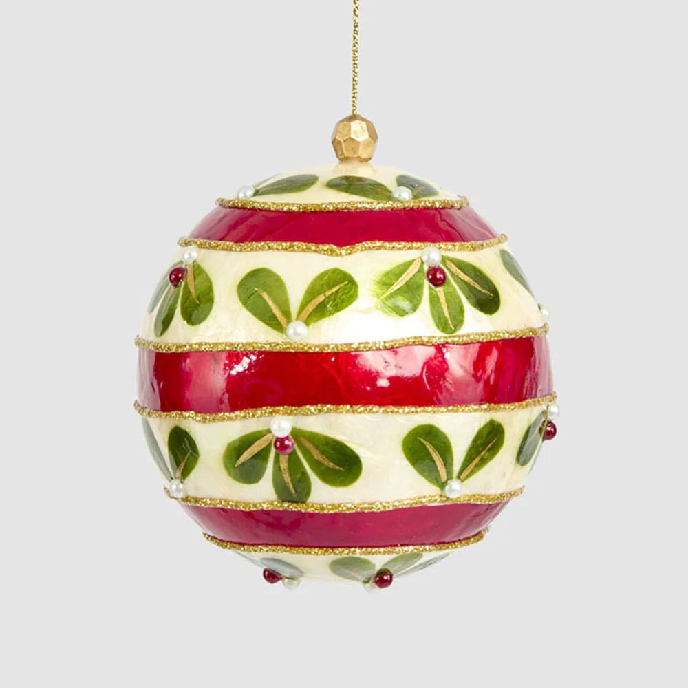 Red With Green Leaf Capiz Bauble - Pure Apotheca