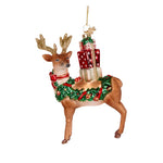REINDEER WITH PRESENTS GLASS ORNAMENT - Pure Apotheca