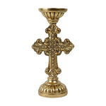 RESIN ANT GOLD CROSS CANDLEHOLDER LGE - Pure Apotheca