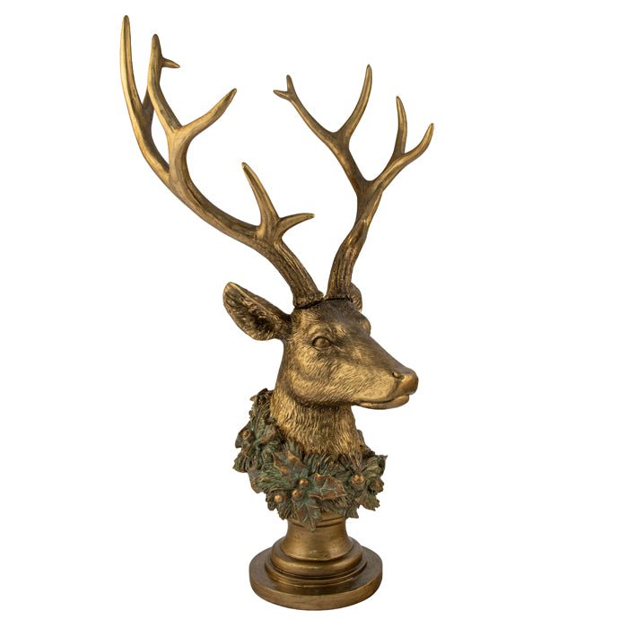 RESIN DEER HEAD ON STAND COPPER - Pure Apotheca
