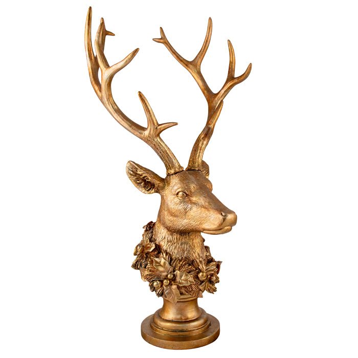 RESIN DEER HEAD ON STAND GOLD - Pure Apotheca