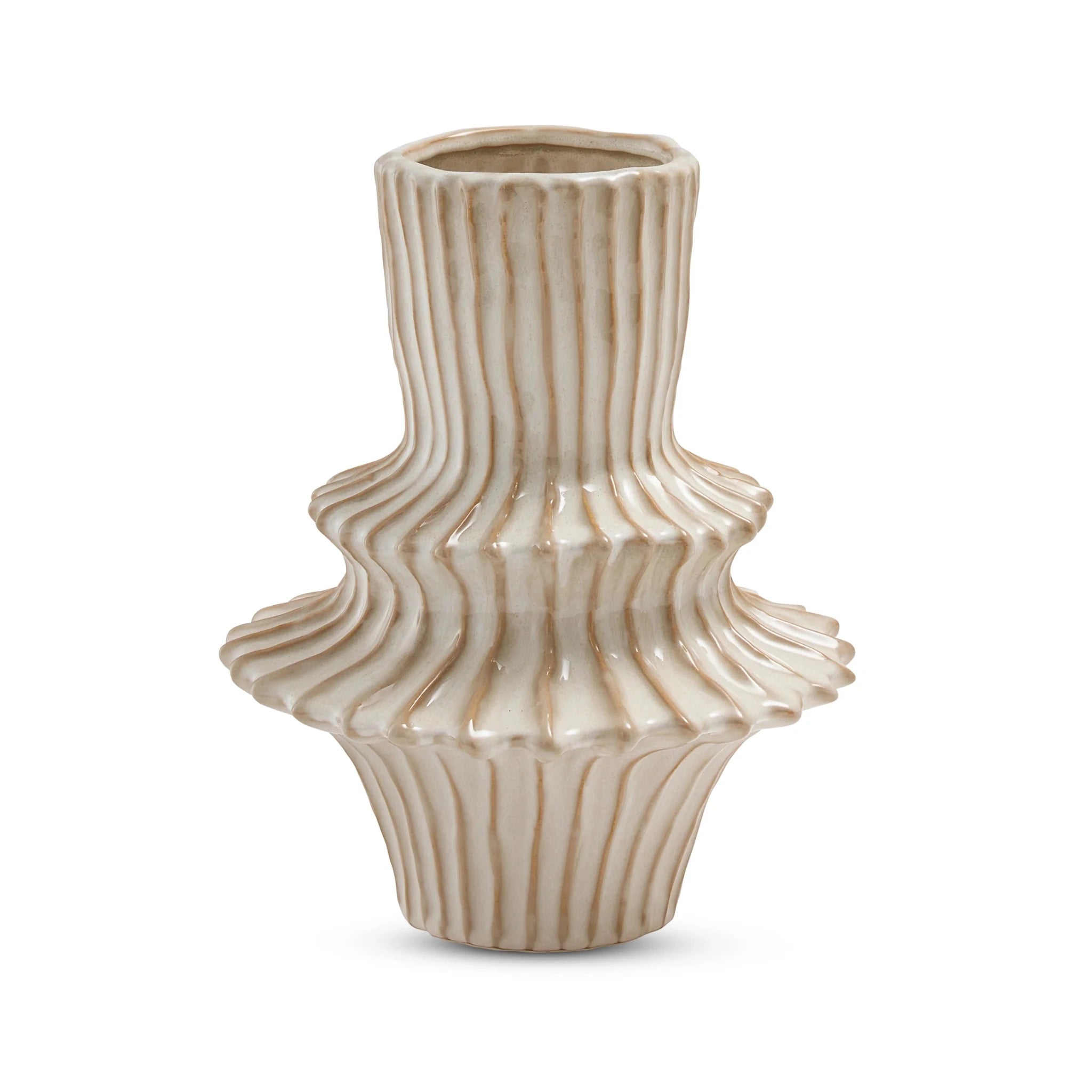 RIDGE NATURAL GLAZED VASE - Pure Apotheca