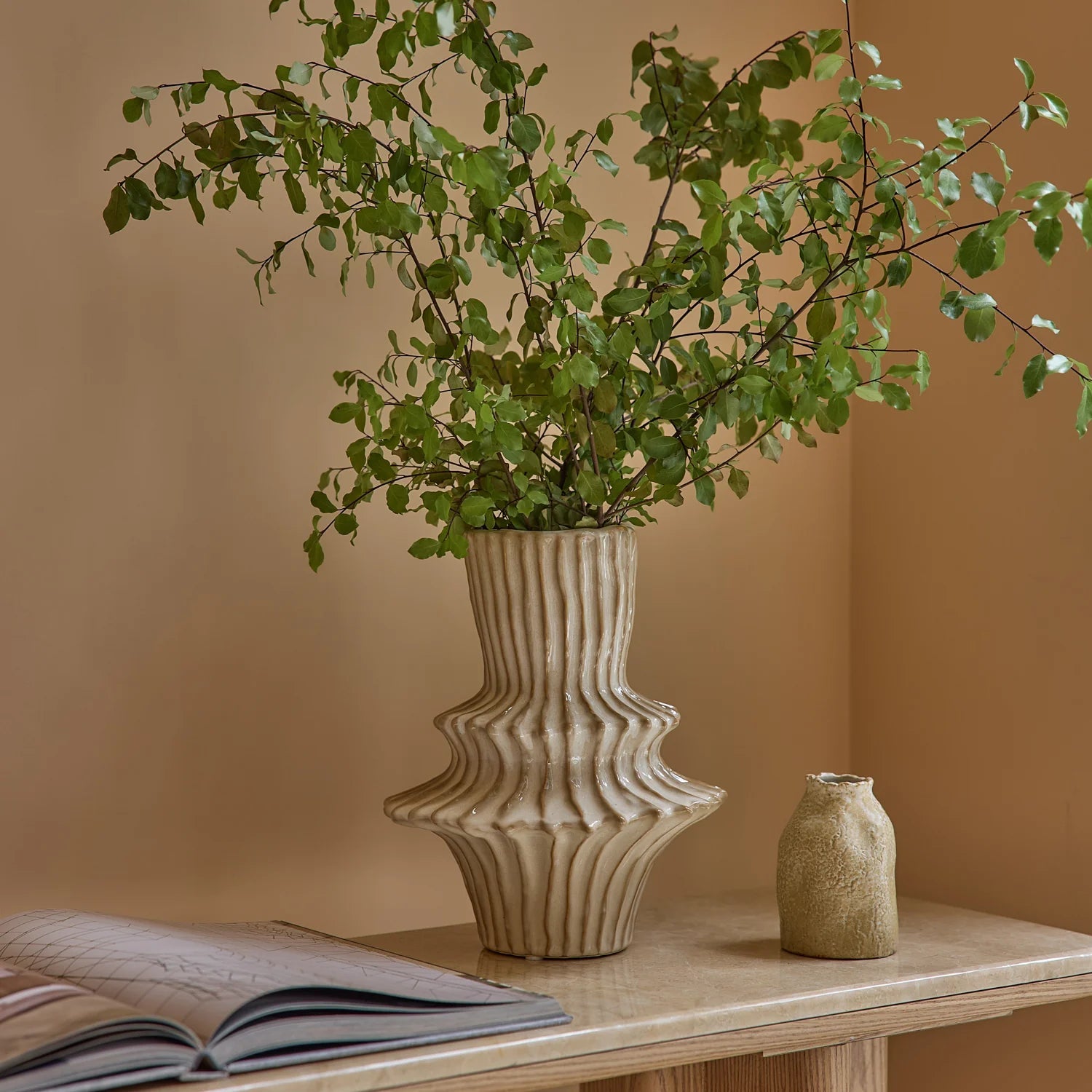 RIDGE NATURAL GLAZED VASE - Pure Apotheca