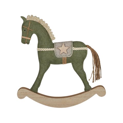 Rocking Horse Felt 30x3x28cm Green - Pure Apotheca