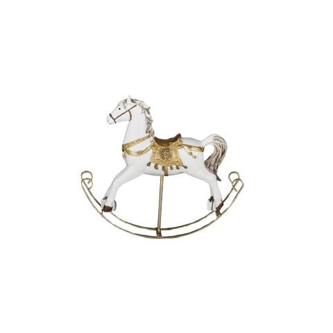 Rocking Horse Poly 25x23cm White/Gold - Pure Apotheca