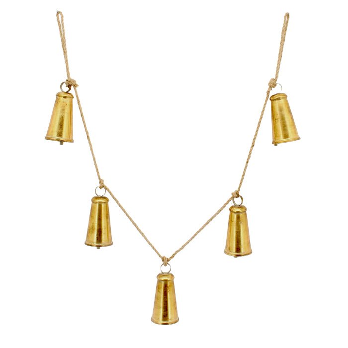 ROPE METAL ANTIQUE GOLD 5 BELL GARLAND - Pure Apotheca