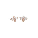 Rose Gold Crystal Bee Studs - Pure Apotheca