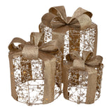 Round Illuminated Gold Beaded Gift Boxes Set of 3 with LED - Pure Apotheca