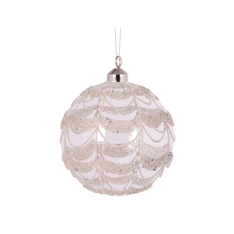 ROUND SILVER GLITTERED SCALLOP BAUBLE - Pure Apotheca