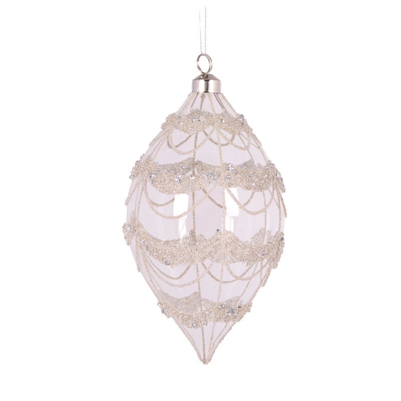ROUND SILVER GLITTERED SCALLOP DROP BAUBLE - Pure Apotheca