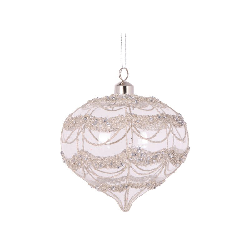 ROUND SILVER GLITTERED SCALLOP ONION BAUBLE - Pure Apotheca