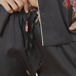 Ruby Floral Satin PJ Set Black - Pure Apotheca