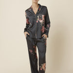 Ruby Floral Satin PJ Set Black - Pure Apotheca