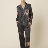 Ruby Floral Satin PJ Set Black - Pure Apotheca