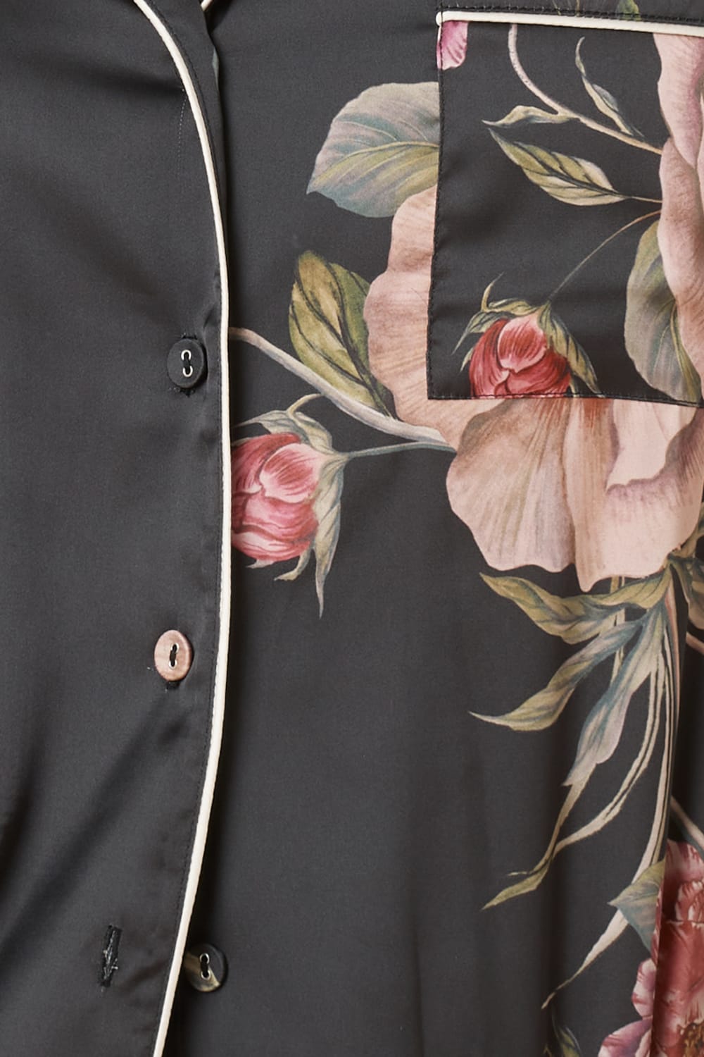 Ruby Floral Satin PJ Set Black - Pure Apotheca