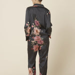 Ruby Floral Satin PJ Set Black - Pure Apotheca