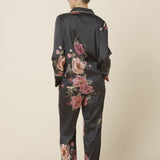 Ruby Floral Satin PJ Set Black - Pure Apotheca
