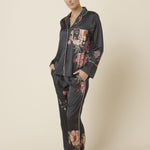 Ruby Floral Satin PJ Set Black - Pure Apotheca