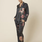 Ruby Floral Satin PJ Set Black - Pure Apotheca