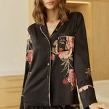 Ruby Floral Satin PJ Set Black - Pure Apotheca