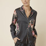 Ruby Floral Satin PJ Set Black - Pure Apotheca