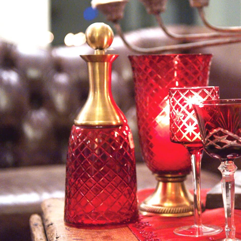 Ruby/Brass Decanter 29cm - Pure Apotheca