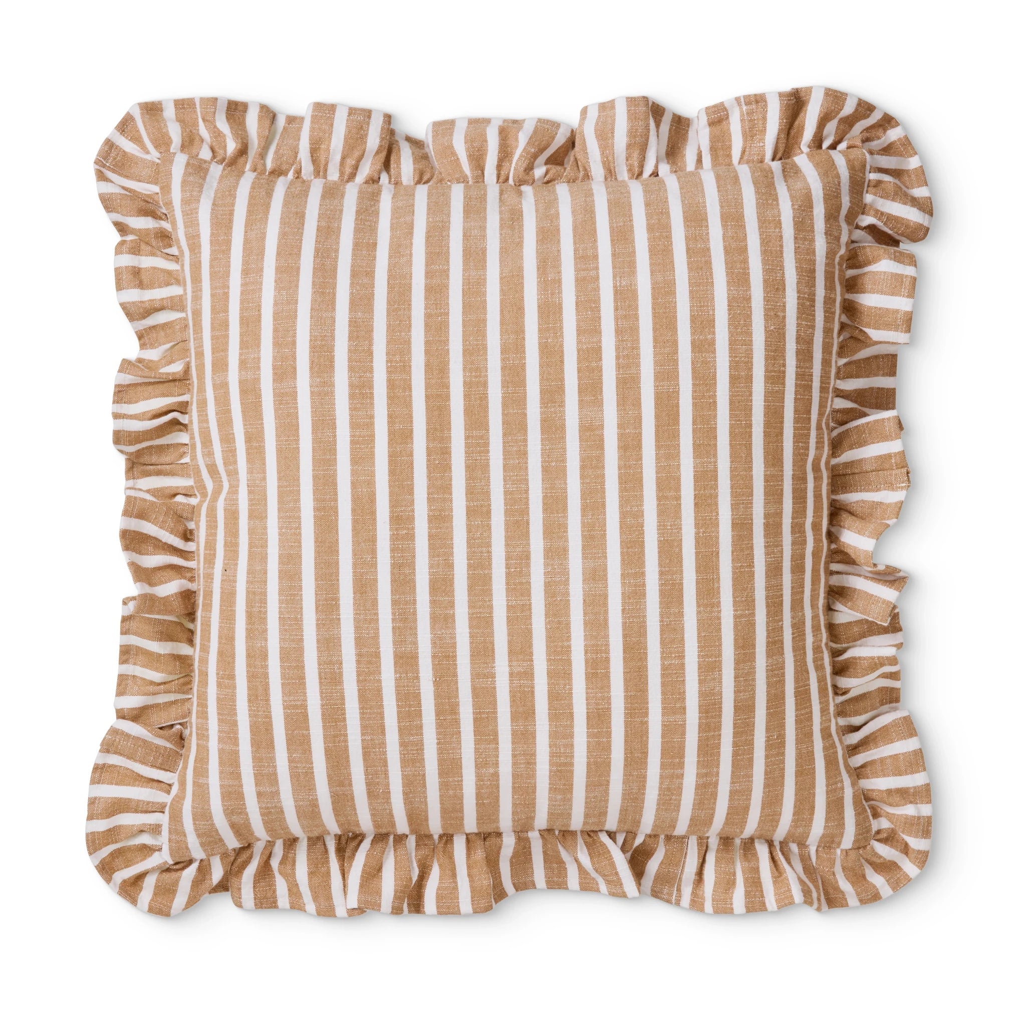 RUFFLES CINNAMON STRIPE CUSHION 50CM. - Pure Apotheca