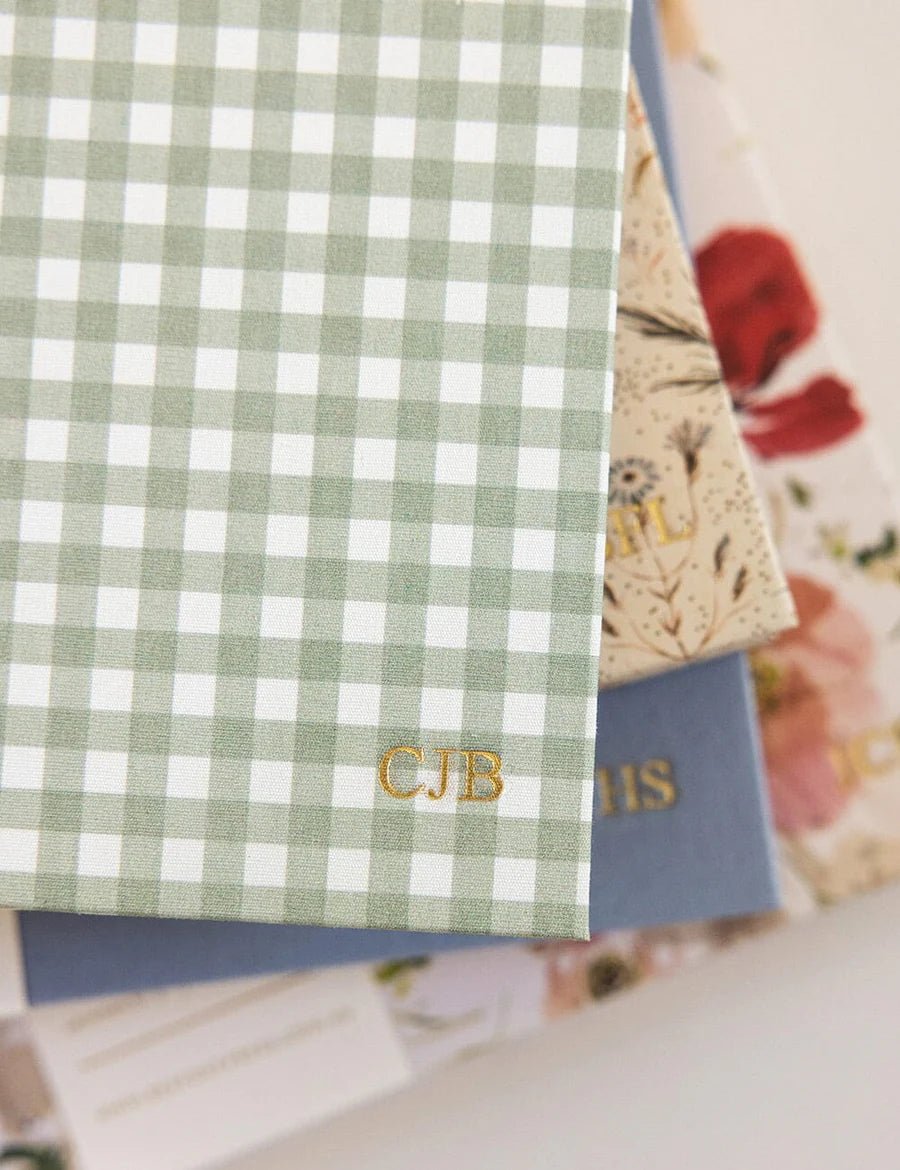 Sage Check Linen Bound Lined Journal - Pure Apotheca