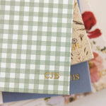 Sage Check Linen Bound Lined Journal - Pure Apotheca