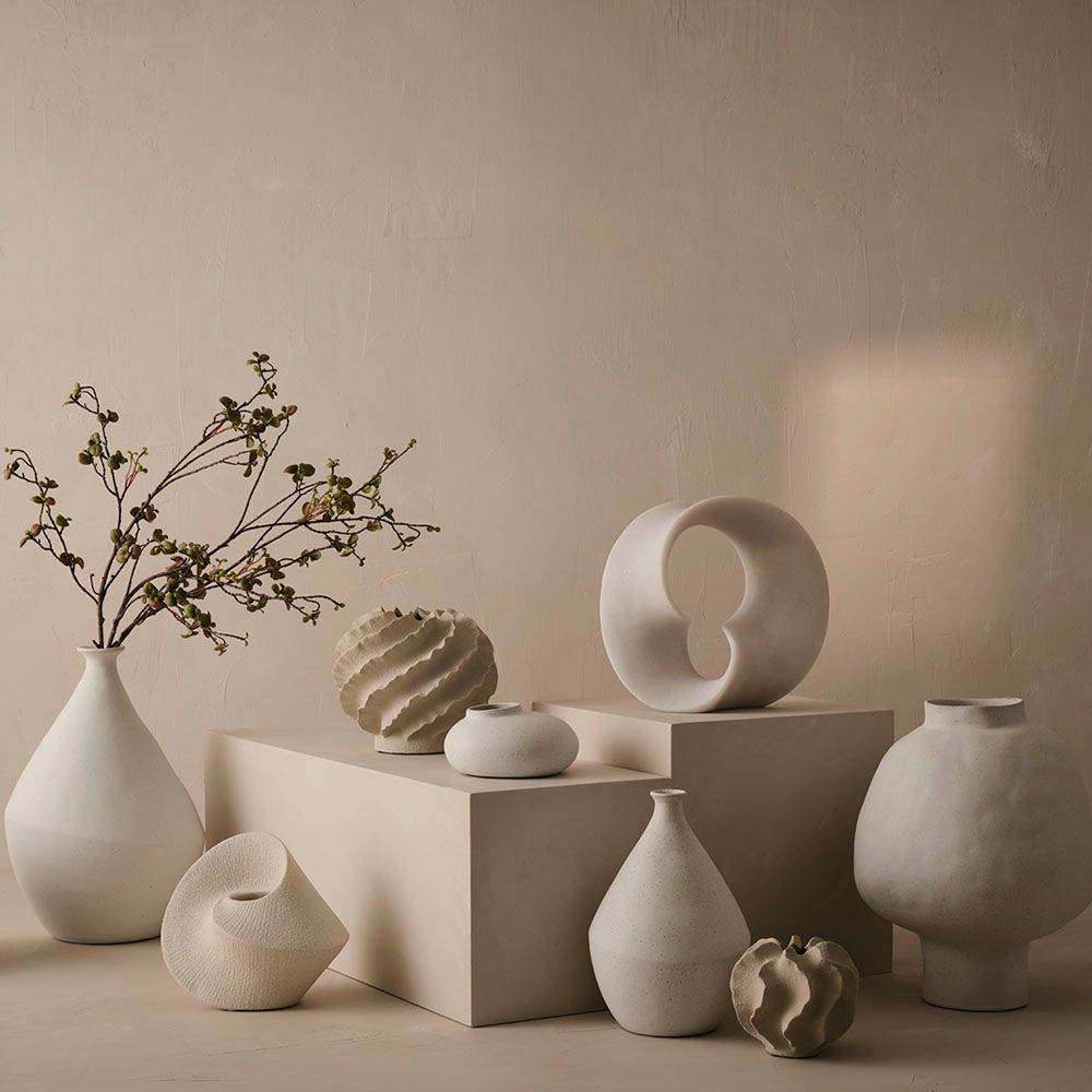 Salento Vase Limestone 13cmh x 16cmd - Pure Apotheca
