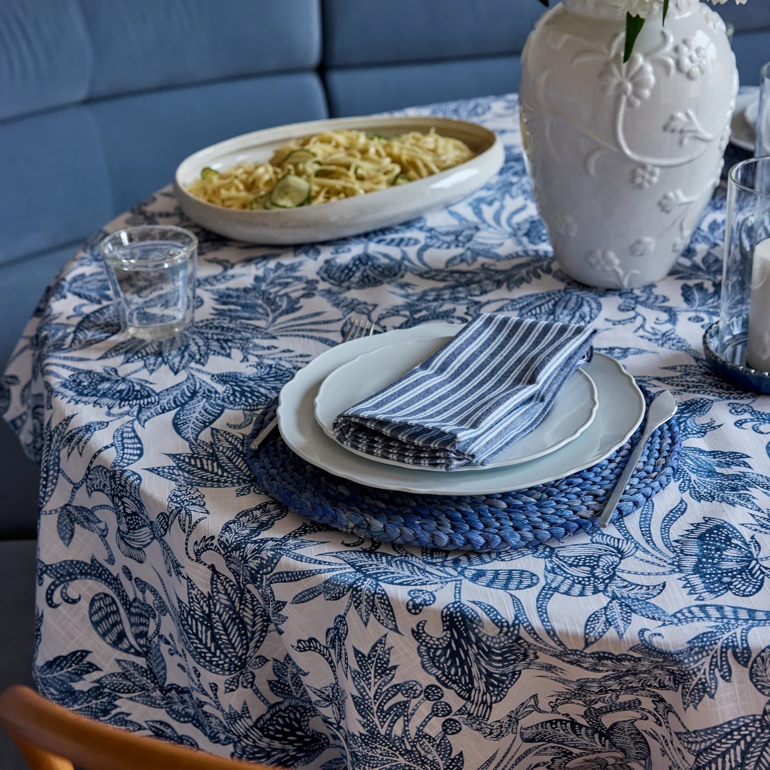 SAMARA DARK BLUE TABLECLOTH 150X230CM - Pure Apotheca
