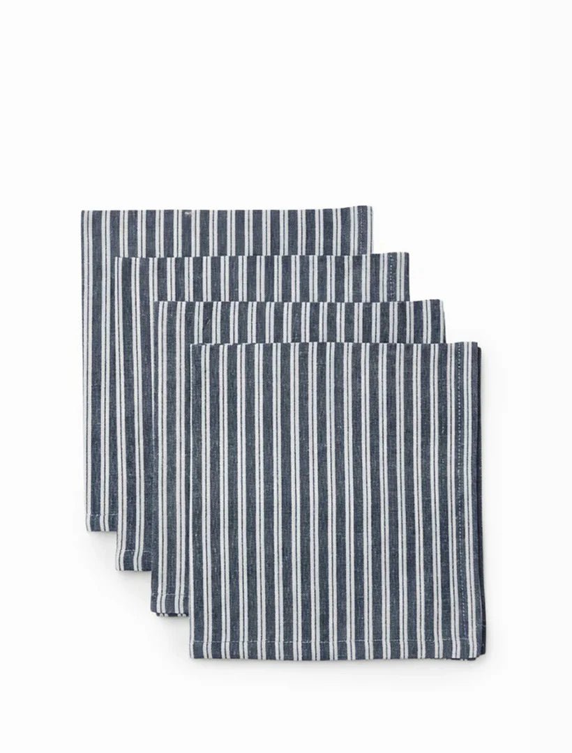 SAMARA STRIPE DARK BLUE NAPKIN SET/4 - Pure Apotheca