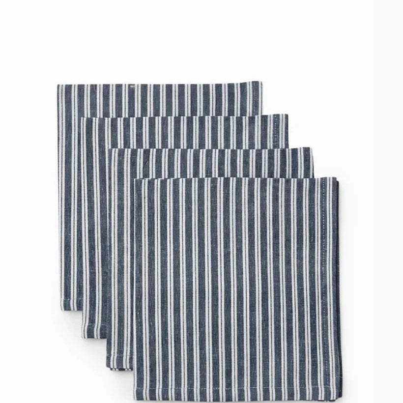SAMARA STRIPE DARK BLUE NAPKIN SET/4 - Pure Apotheca